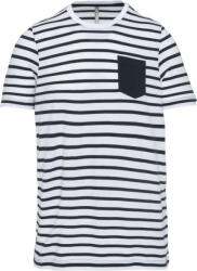 Kariban Gyermek matrózcsíkos pamut póló zsebbel, Kariban KA379, Striped White/Navy-6/8 (ka379swn-6-8)