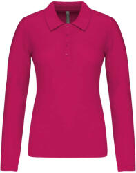 Kariban Női galléros hosszú ujjú piké póló, Kariban KA257, Fuchsia-XL (ka257fu-xl)