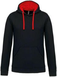 Kariban Férfi pulóver kontrasztos bélésű kapucnival, Kariban KA446, Black/Red-XL (ka446bl-re-xl)