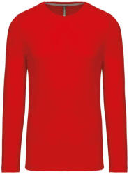 Kariban Férfi kereknyakú hosszú ujjú pamut póló, Kariban KA359, Red-2XL (ka359re-2xl)