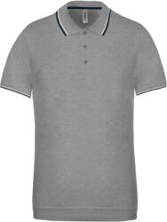 Kariban Férfi kontrasztcsíkos rövid ujjú galléros piké póló, Kariban KA250, Oxford Grey/Navy/White-L (ka250oxg-nv-wh-l)