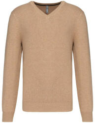 Kariban Férfi prémium V-nyakú pulóver, Kariban KA982, Camel Heather-XL (ka982cah-xl)