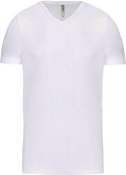 Kariban Férfi rövid ujjú V-nyakú sztreccs póló, Kariban KA3014, White-XL (ka3014wh-xl)