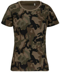 Kariban Női terepmintás póló környakas, rövid ujjú, Kariban KA3031, Olive Camouflage-M (ka3031olc-m)
