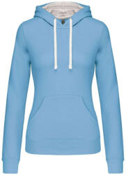 Kariban Női pulóver kontrasztos bélésű kapucnival, Kariban KA465, Sky Blue/White-L (ka465sb-wh-l)