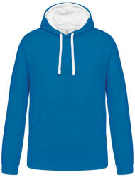 Kariban Férfi pulóver kontrasztos bélésű kapucnival, Kariban KA446, Tropical Blue/White-L (ka446tb-wh-l)