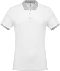 Kariban Férfi galléros piké póló, kontrasztos passzékkal, Kariban KA258, White/Oxford Grey-M (ka258wh-oxg-m)
