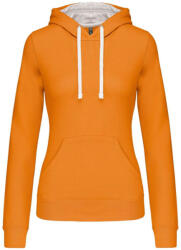Kariban Női pulóver kontrasztos bélésű kapucnival, Kariban KA465, Orange/White-L (ka465or-wh-l)