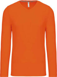 Kariban Férfi hosszú ujjú V-nyakú pamut póló, Kariban KA358, Orange-2XL (ka358or-2xl)