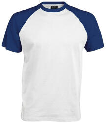 Kariban Férfi raglán ujjú kétszínű baseball póló, Kariban KA330, White/Royal Blue-2XL (ka330wh-ro-2xl)