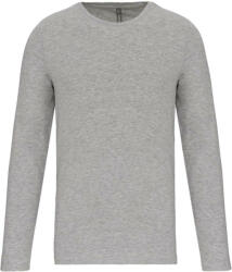 Kariban Férfi hosszú ujjú kereknyakú sztreccs póló, Kariban KA3016, Light Grey Heather-L (ka3016lgrh-l)