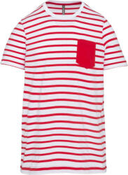 Kariban Gyermek matrózcsíkos pamut póló zsebbel, Kariban KA379, Striped White/Red-8/10 (ka379swh-re-8-10)