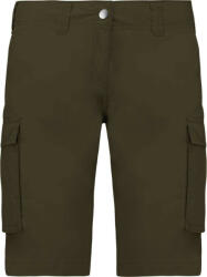 Kariban Női pamut bermuda sok zsebbel, Kariban KA756, Light Khaki-36 (ka756lk-36)