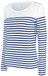 Kariban Női hosszú ujjú, csíkos pamut póló, Kariban KA386, Striped White/Navy-XL (KA386swn-xl)