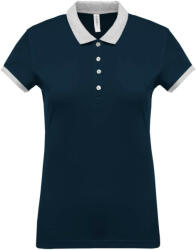 Kariban Női galléros piké póló, kontrasztos passzékkal, Kariban KA259, Navy/Oxford Grey-M (ka259nv-oxg-m)