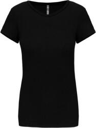 Kariban Női rövid ujjú környakas sztreccs póló, Kariban KA3013, Black-2XL (ka3013bl-2xl)