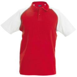 Kariban Férfi baseball galléros rövid ujjú piké póló, Kariban KA226, Red/White-M (ka226re-wh-m)