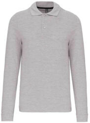 Kariban Férfi hosszú ujjú galléros piké póló, Kariban KA243, Oxford Grey-M (ka243ox-m)
