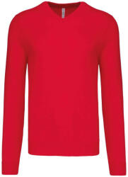 Kariban Férfi V-nyakú keskeny szabású pulóver, Kariban KA965, Red-4XL (ka965re-4xl)