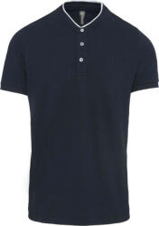 Kariban Férfi mandarin galléros rövid ujjú póló, Kariban KA223, Navy/White-L (ka223nv-wh-l)