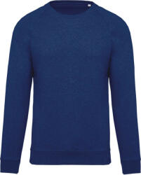 Kariban Férfi organikus környakas raglános pulóver, Kariban KA480, Ocean Blue Heather-L (ka480obh-l)