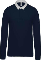 Kariban Férfi hosszú ujjú jersey pamut galléros póló, Kariban KA213, Navy/White-XL (ka213nv-wh-xl)