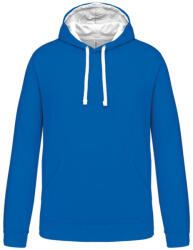 Kariban Férfi pulóver kontrasztos bélésű kapucnival, Kariban KA446, Light Royal Blue/White-XS (ka446lro-wh-xs)