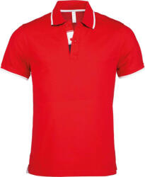 Kariban Férfi galléros piké póló, kontrasztcsíkos szélekkel, Kariban KA245, Red/White/Navy-S (ka245re-wh-s)