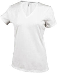 Kariban Női V-nyakú rövid ujjú pamut póló, Kariban KA381, White-XL (ka381wh-xl)