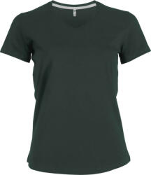 Kariban Női V-nyakú rövid ujjú pamut póló, Kariban KA381, Forest Green-3XL (ka381fo-3xl)