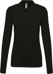 Kariban Női galléros hosszú ujjú piké póló, Kariban KA257, Black-S (ka257bl-s)