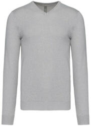 Kariban Férfi V-nyakú keskeny szabású pulóver, Kariban KA965, Grey Melange-L (ka965gm-l)