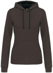 Kariban Női pulóver kontrasztos bélésű kapucnival, Kariban KA465, Dark Grey/Black-L (ka465dg-bl-l)