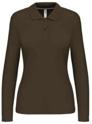 Kariban Női hosszú ujjú galléros piké póló, Kariban KA244, Dark Khaki-L (ka244dkh-l)