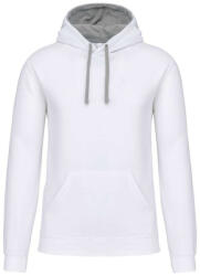 Kariban Férfi pulóver kontrasztos bélésű kapucnival, Kariban KA446, White/Fine Grey-2XL (ka446wh-fg-2xl)