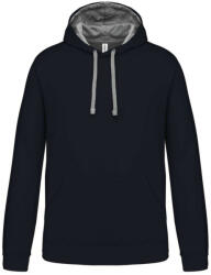 Kariban Férfi pulóver kontrasztos bélésű kapucnival, Kariban KA446, Navy/Fine Grey-XS (ka446nv-fg-xs)
