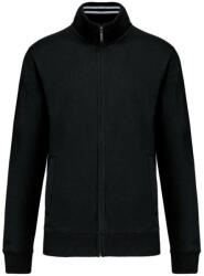 Kariban Férfi vastag cipzáras pulóver bordázott csíkos gallérral, Kariban KA456, Black-L (ka456bl-l)