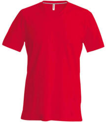 Kariban Férfi oldalvarrott V-nyakú rövid ujjó póló, Kariban KA357, Red-4XL (ka357re-4xl)