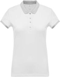Kariban Női galléros piké póló, kontrasztos passzékkal, Kariban KA259, White/Oxford Grey-M (ka259wh-oxg-m)