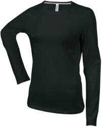 Kariban Női hosszú ujjú kereknyakú pamut póló, Kariban KA383, Black-XL (ka383bl-xl)