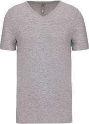 Kariban Férfi rövid ujjú V-nyakú sztreccs póló, Kariban KA3014, Light Grey Heather-L (ka3014lgrh-l)