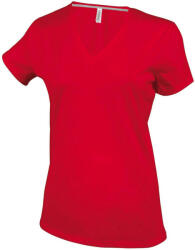 Kariban Női V-nyakú rövid ujjú pamut póló, Kariban KA381, Red-3XL (ka381re-3xl)