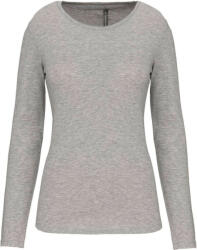 Kariban Női hosszú ujjú kereknyakú sztreccs póló, Kariban KA3017, Light Grey Heather-XL (ka3017lgrh-xl)