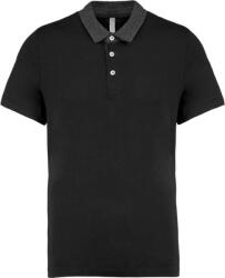 Kariban Férfi galléros jersey póló, kontrasztos gallérral, Kariban KA260, Black/Dark Grey Heather-3XL (ka260bl-dgh-3xl)