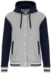 Kariban Uniszex kapucnis patentos vastag pulóver, Kariban KA4003, Oxford Grey/Navy/White-2XL (ka4003oxg-nv-wh-2xl)