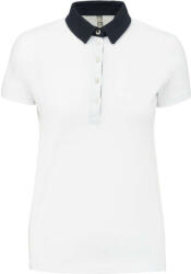 Kariban Női galléros jersey póló, kontrasztos gallérral, Kariban KA261, White/Navy-L (ka261wh-nv-l)