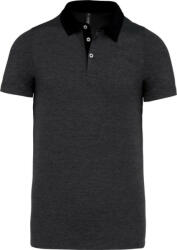 Kariban Férfi galléros jersey póló, kontrasztos gallérral, Kariban KA260, Dark Grey Heather/Black-L (ka260dgh-bl-l)