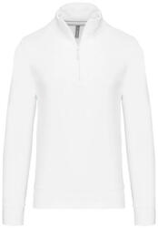Kariban Férfi galléros 1/4 cipzáros pulóver, Kariban KA487, White-L (ka487wh-l)