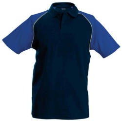 Kariban Férfi baseball galléros rövid ujjú piké póló, Kariban KA226, Navy/Royal Blue-L (ka226nv-ro-l)