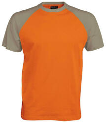 Kariban Férfi raglán ujjú kétszínű baseball póló, Kariban KA330, Orange/Light Grey-M (ka330or-lg-m)